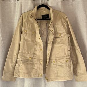 JCREW Tan jacket with gold buttons